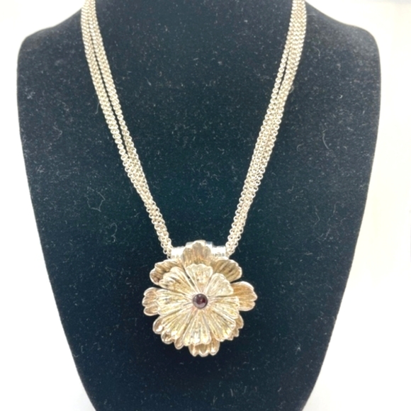 Joseph Esposito Signed Sterling Flower Chain Necklace